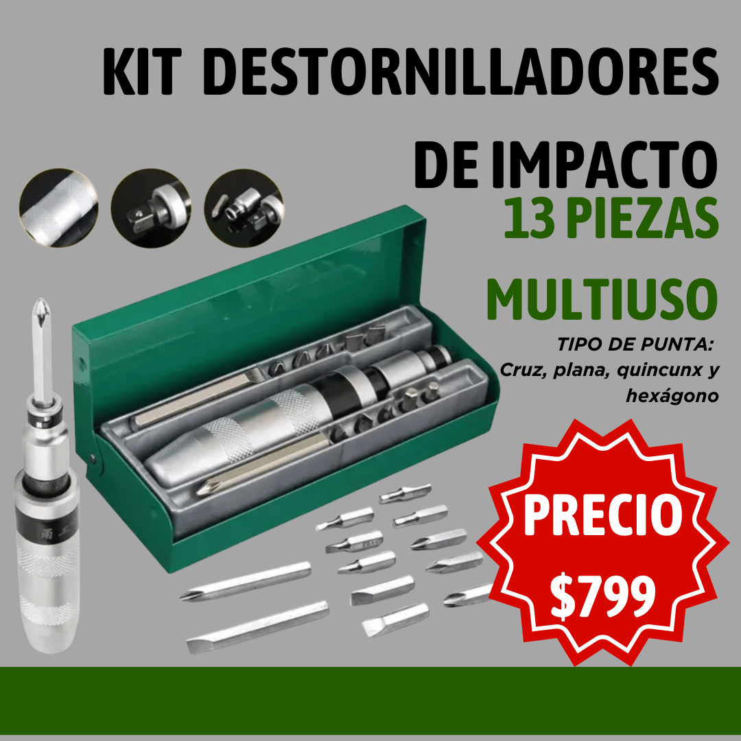DESTORNILLADOR DE IMPACTO KIT 13 PIEZAS