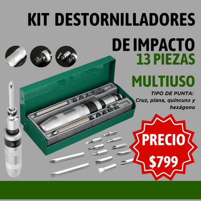 DESTORNILLADOR DE IMPACTO KIT 13 PIEZAS
